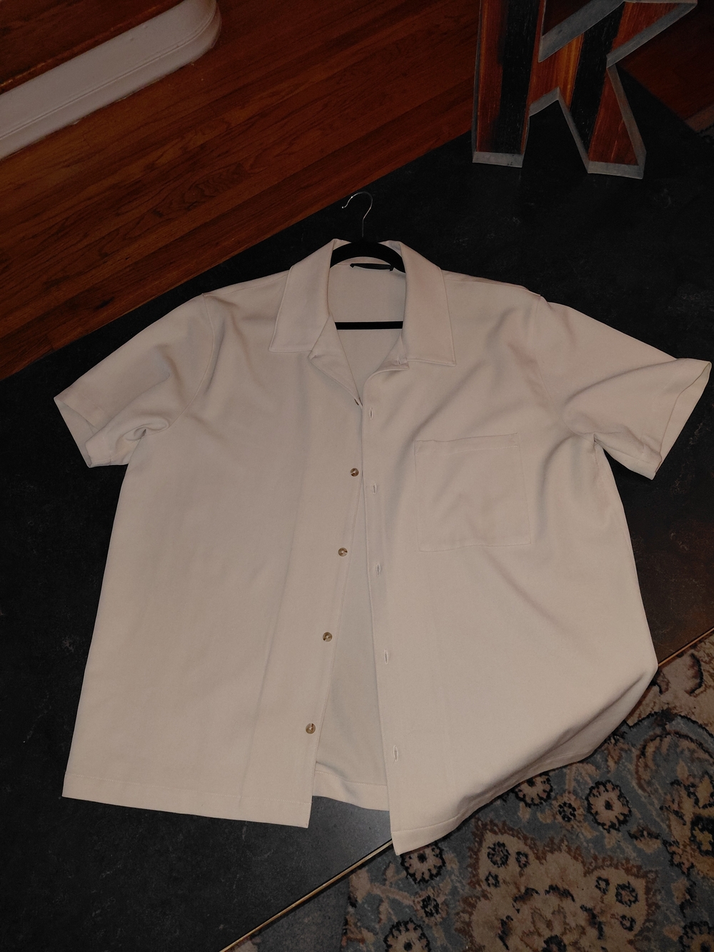 OAK + FORT Cream Short-Sleeve Camp Collar Button-Down Shirt